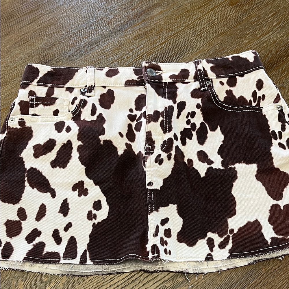 No Boundaries Brown and White Mini Skirt